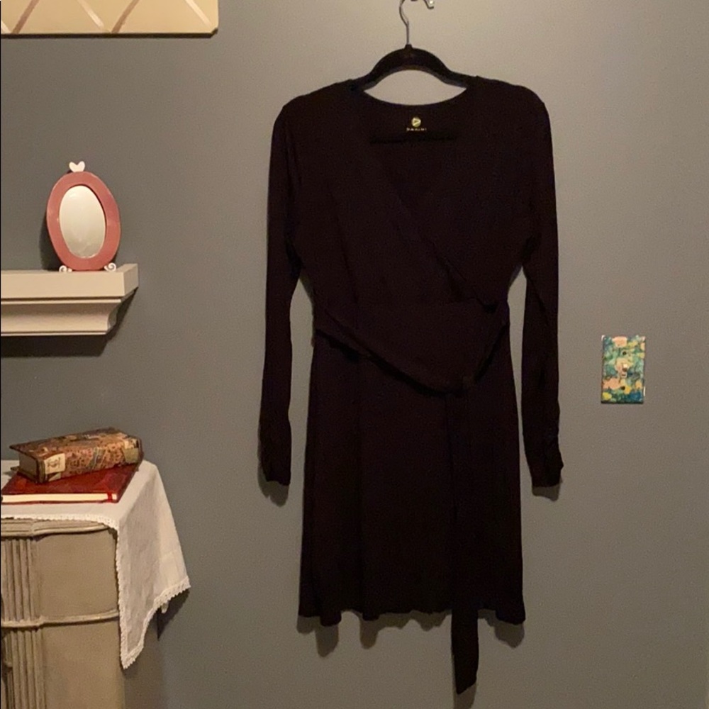 Long sleeve Short Black Dakini wrap dress